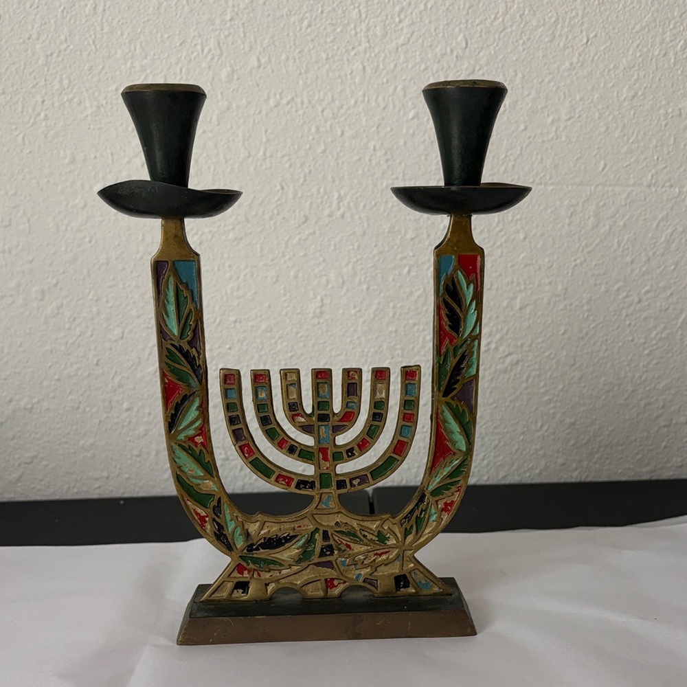 Decorative Multicolor Menorah Candle Holder